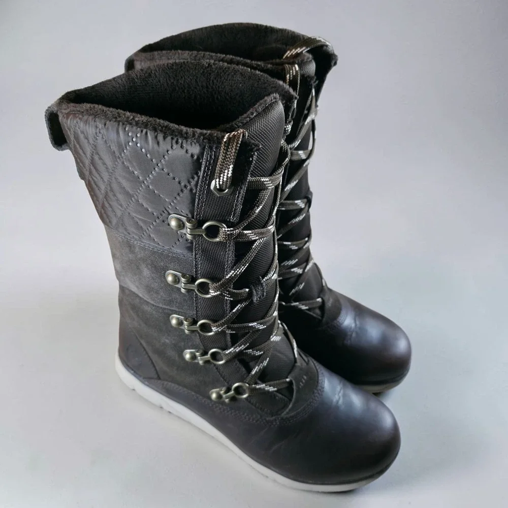 Timberland Women's Tall Sherpa Lined Brown Boots Waterproof Insulated Size 8.5